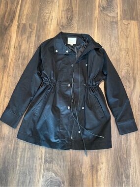 a new day Black Drawstring Waist Trench Coat